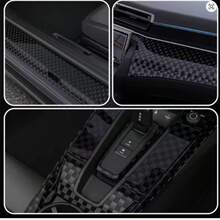 1pc Black Forged Carbon Fiber Sticker, Car Square Forged Carbon Fiber Decal Film - One Size Fits All - View 8