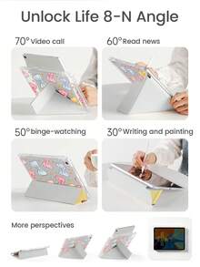 这款优雅可爱的卡通彩色蝴蝶结波点双面亚克力透明水晶后盖，防震耐用，兼容iPad 7、8和10代（10.2英寸）。它内置笔槽，支持睡眠/唤醒功能和多种折叠支架模式。是2026年新年圣诞礼物的理想之选。 - 彩色 - 查看 6