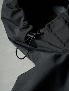 Men's Functional Hooded Jacket, Loose Fit Streetwear Casual Outdoor Jacket - Black - View 5