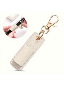 1pc Portable Pen Clip Keychain, Compact Leather Pen Holder With Keyring - Multicolor - View 9
