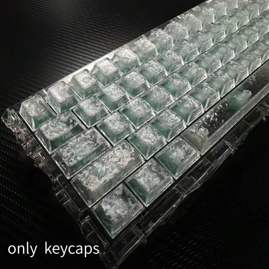 119键碳纤维白色纹理侧刻键帽 - 白色 - 查看 1