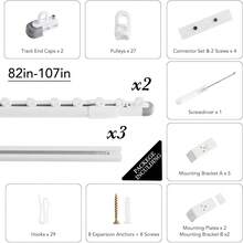 Patio Door Curtain Sound Blocking, Bedroom Privacy Room Divider Curtain Screen Partitions, Thermal Insulated Blackout Closet Sliding Door Curtain (1 Panel, 8.3ft Wide By 7ft Long, Gray) - 灰白色(附可調式天花板軌道) - 查看 7