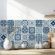 30 Pack Blue And White Peel And Stick Backsplash, 4x4 Inch Mediterranean Tile Stickers, Waterproof Vinyl Wall Decals For Kitchen & Bathroom - Multicolor - View 6