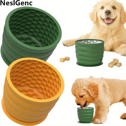 Silicone Slow Feeder Dog Bowl, Suitable For Small To Medium Breed Dogs, With Suction Cup Anti-Slip Design, Used To Disperse Attention And Reduce Boredom, Enriched Silicone Bowl, Suitable For Medium And Small Dogs And Cats (Details Of Shape And Color Are Random)