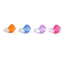400pcs/Bag Shiny Glass Rhombus Beads, Pentagonal Loose Beads For DIY Jewelry, Bracelets, Earrings, Necklaces, Hair Accessories And Crafts - Glass Beads For Creative Projects - Red - View 3
