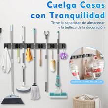 CYPNOrganizador de Escobas Porta Escobas y Trapeadores Pared Organizador de Pared con 6 Ganchos y 5 Estantes Colgador de Escobas y Trapeadores para Garaje Cocina Baño JardínFashion - 221268601 - Ver 4