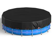 10 Ft Round Pool Cover, Solar Pool Covers For Above Ground Pools, Summer Pool Cover Protector With Cover Accessories, Round Hot Tub Cover Ideal For Waterproof And Dustproof (Black) - Black - View 1