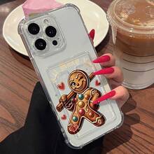 Funda para teléfono con espejo de hombre de jengibre y mensaje dulce. Compatible con  17,  16 Pro Max,  15 Pro Max,  13 y  12. Fabricada en TPU, ofrece una excelente protección contra golpes y caídas. Ideal como regalo divertido para familiares, amigos, celebraciones navideñas y ocasiones especiales como cumpleaños o Navidad. - transparente - Ver 1