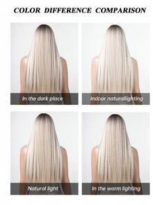 26英寸渐变直发假发，带刘海，适合女性，合成纤维假发，适合日常佩戴、派对、音乐节等场合。 - 漸層 - 查看 7