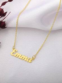 1PC [Customized] Personalized Name Necklace And Bracelet Set, Custom Jewelry Set, Matching Name Gift, Stainless Steel Jewelry, Minimalist Name Customization, Women's Necklace, Custom Necklace And Bracelet, Custom Gift, Engraved Jewelry For Her, Customizable Gift Set, Valentine's Day, Mother's Day, Eid, Back To School Season Gifts, Personalized Custom Set - Multicolor - View 4