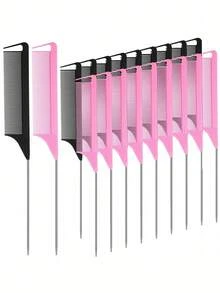WANMEI 1/7pcs Professional Tail Comb Set, Including Tail Comb, Parting Comb, Stainless Steel Tail Comb, Anti-Static Hair Comb, Braiding Comb, Fine-Tooth Tail Comb, Highlighting Comb, Multi-Functional, Suitable For Normal Hair, Candy Color Series, Ideal For Bridal, Barbershop, Salon And Home Use. - Multicolor - View 33