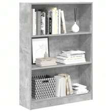 vidaXL Bibliothèque gris béton 80x24x109 cm ingénierie du bois - Gris - Voir 4
