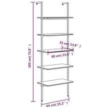 vidaXL Étagère inclinado con 5 niveles negro 64x35x185 cm - Negro - Ver 8
