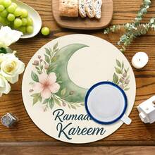 2pcs/4pcs/6pcs Silica Gel Placemat With Moon & Islamic Lantern Pattern, Islamic Festival Gift, Arabic Style Festival Decor, Suitable For Dining Table, Coffee Bar, All Season Decoration, Washable Placemats, Room Decor, Coasters, Drain Mats, Kitchen Dining Table Mats, Indoor Outdoor Party Decor, Home Decor, Ideal Gift - Multicolor - View 1