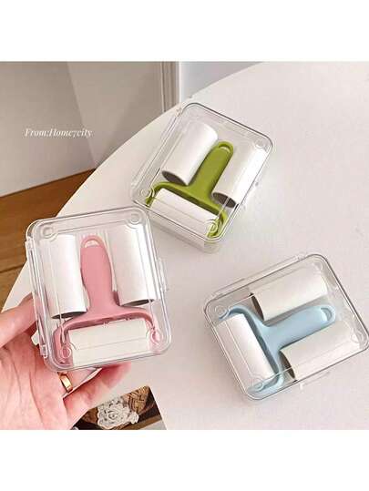 1个简约实用紫色纯色粘毛滚筒，可拆卸纸卷，高粘性，防尘，易撕，适用于衣物、沙发、床上用品清洁，便携式替换纸卷清洁刷，不粘手，母亲节/父亲节家居清洁工具，情人节，婚礼，玩具，包包挂件，柔软毛绒玩具，生日，房间装饰