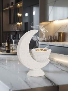 1Pc/Set Textured Crescent-Shaped Cup-Style Candle Holder. It Is Made From A Material With A Stone-Like Texture. The Overall Design Presents A Simple And Rustic Style, Featuring A Crescent-Shaped Stand Paired With A Cup-Shaped Candle Seat, And A Surface With Natural, Mottled Texture Details. Suitable For Home Decoration During Islamic Religious Holidays Such As Eid Al-Fitr And Eid Al-Adha - Multicolor - View 16