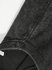 Men's Printed Pattern Washed T-Shirt - Casual Loose Summer T-Shirt With Star And Flame Design, Adult Brown 100% Pure Cotton Round Neck Shirt, Breathable T-Shirt | Avant-Garde Casual Wear | 100% Pure Cotton Printed T-Shirt - 黑色 - 查看 5