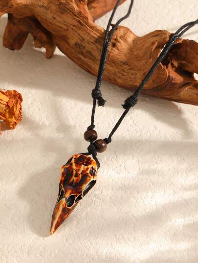 1 pieza Collar colgante vintage, Collar con colgante personalizado con forma de cráneo de águila y cuerda trenzada para hombre