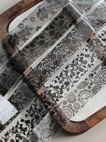 10卷 2.5*50cm Y2K 新款黑白蕾丝转印箔美甲性感全包花胶 DIY 美甲造型工具