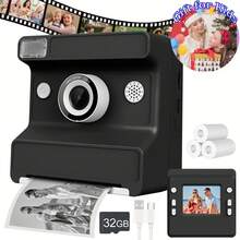 3-12岁儿童即时打印相机，男女童即时打印卷纸相机，学习玩具相机，适合户外、用餐、拍照和录像，附赠3卷打印纸，适合作为圣诞节、返校季、世界杯和其他节日礼物。 - 彩色 - 查看 2