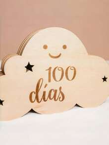 一套婴儿1-12个月木质云朵里程碑标记，婴儿成长记录摄影道具，双面带挂钩，适合婴儿派对、家庭装饰、礼物，也适合婴儿派对、复活节礼物，男女宝宝皆宜 - 查看 3