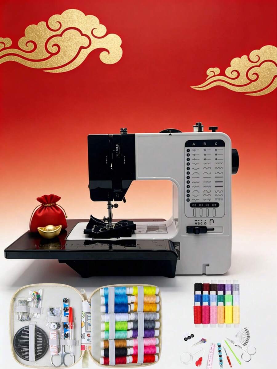 Máquina de coser multifuncional para el hogar, máquina de coser eléctrica portátil y mini con 38 patrones de puntada, ajuste de 2 velocidades, pedal, ligera y fácil de usar, adecuada para manualidades DIY, ropa, cortinas, muñecas y costura diaria. Gran opción de regalo para Halloween y Navidad, ideal para principiantes y usuarios experimentados.