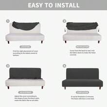 Funda de futn 100 impermeable, doble funda impermeable para sof de futn, funda elstica de jacquard sin brazos, protector de muebles para nios, mascotas, perro y gato futn, gris oscuro