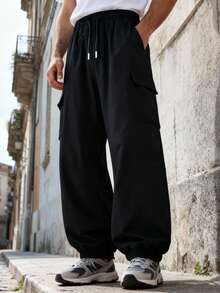 Multi-Pocket Design Men's All-Season Cargo Pants, Suitable For Commuting, Casual Wear And Various Occasions - Black - View 2