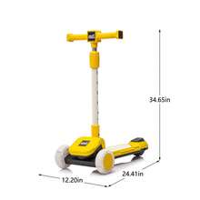 Kids Ride On 3-Wheel Scooter W/Buildable Blocks, PU Flashing Wheels And Folding Kick Scooter,Thickened Custom Aluminum Tube,5-Position Height-Adjustable Handlebar&One-Touch Footbrake For Kids Aged 3-9 - Yellow - View 3