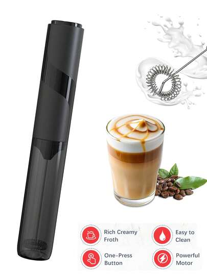 Espumador de leche, espumador de leche manual, espumador de leche mini, agitador de café, mezclador de bebidas de acero inoxidable, apto para café, latte, capuchino, matcha, chocolate caliente, espumador de leche portátil, batidor eléctrico inalámbrico, mini cafetera, suministros para estudiantes, uso doméstico