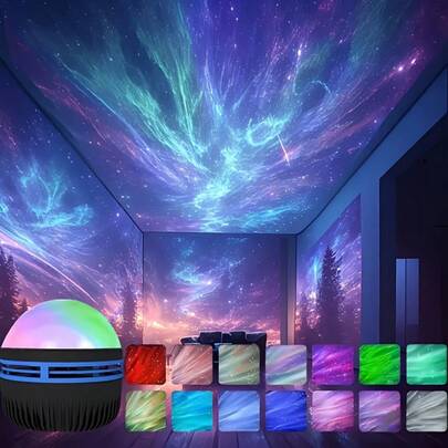  1pc Northern Lights Starry Sky Atmosphere Lamp With Multi-Color LED Projector Night Light, Suitable For Home Decor, Bedroom, Living Room - Includes Remote Control, Gift For Valentine's Day, Birthday And Various Festivals
