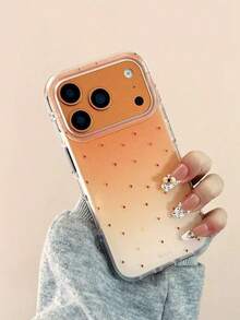 Gradient Orange Star Design Minimalist Korean Style Phone Case Compatible With IPhone 17 Pro Max, 16 Pro, 15 Pro, 14, 13, 15, Silicone Full Coverage Luxury Feeling - Orange - View 5