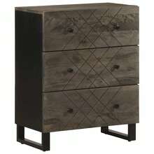 vidaXL Buffet noir 60x33x75 cm bois massif de manguier - Preto - Ver 1