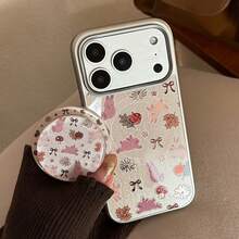 GUCADI 1pc Silver Edged Magnetic Gold-Plated Autumn Rabbit + Autumn Rabbit Gold-Plated Magnetic Stand, Silver Edged Gold-Plated Rabbit Phone Case Compatible With Apple 17 Pro Max, 16, 15 Magnetic Stand, Compatible With Apple 17 Pro Max, 15 Magnetic Stand, 16, 14, P70 - Multicolor - View 8