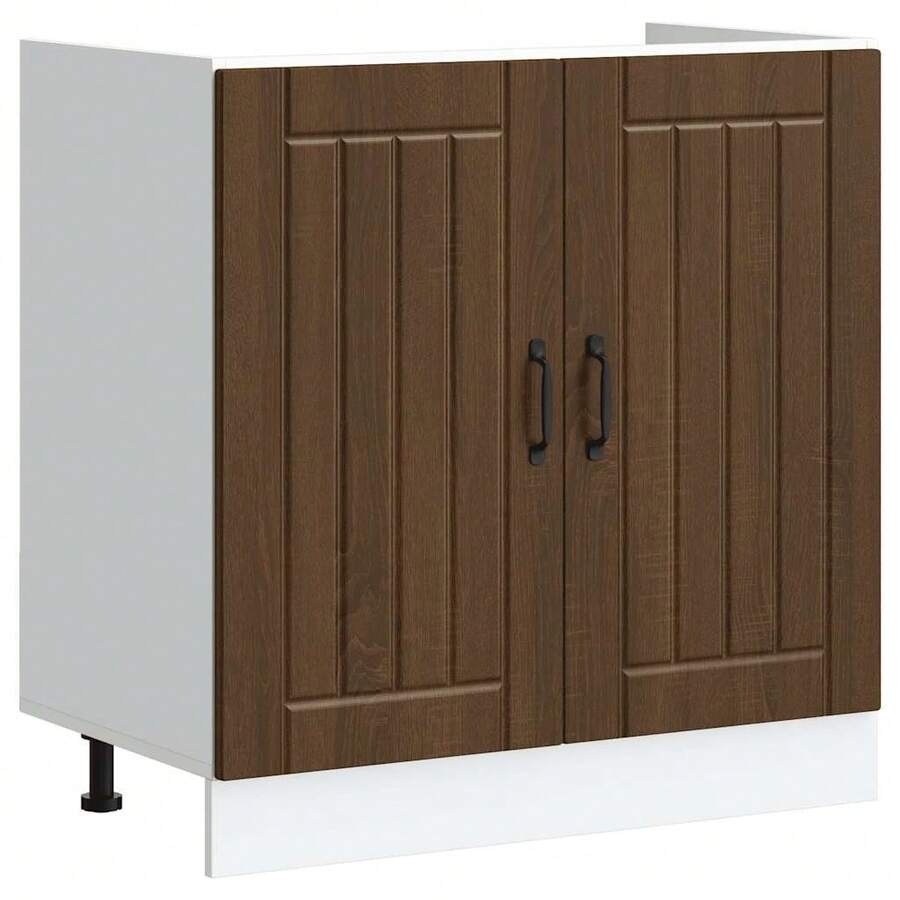 vidaXL Móvel de base de lavabo Lucca chêne marron bois d'ingénierie - Castanho - Ver 1