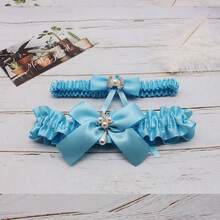 Bow Tie Garter Belt With Pearl Rhinestone Sexy Lace Garter, Creative Leg Chain Garter For Wedding