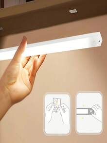 1 Piece Of 10/20/30/50cm USB White LED Cabinet Light With Motion Sensor, Very Suitable For Cabinets, Wardrobes, Corridors, Kitchens, Cars And Other Occasions, Wireless Motion Sensor LED Light Strip, Rechargeable Magnetic Night Light - White - View 3