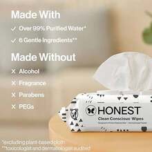 Hypoallergenic EWG Verified 99% Water Compostable Plant-Based Baby Wipes for Clean Conscious Use with Pattern Play - Embalaje estándar - Ver 9