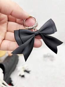 1 Pair Black Ribbon Bow Pendant Shoe Buckle Decor For Boots, Suitable For Necklace, Bag, Keychain Decoration - Black - View 4