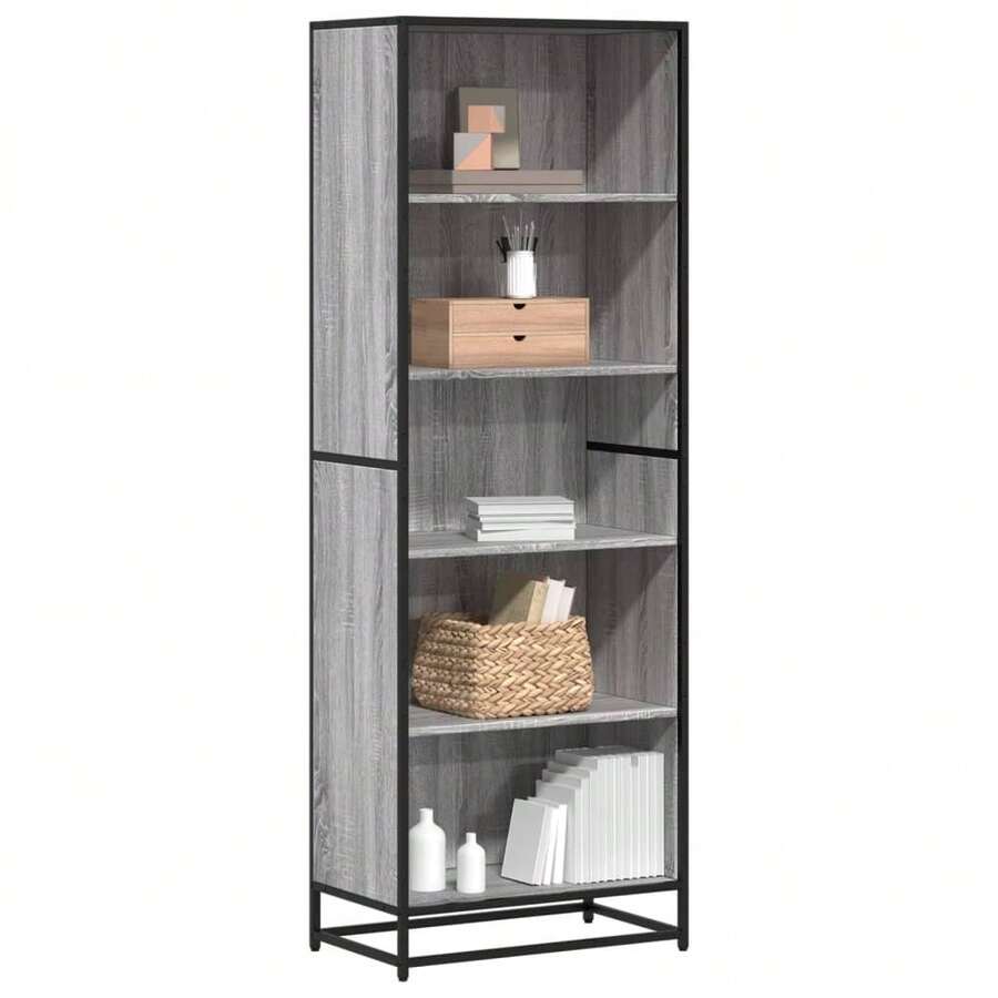 vidaXL Bibliothèque sonoma gris 60x35x170,5 cm ingegneria del legno - Grigio - Visualizzare 1