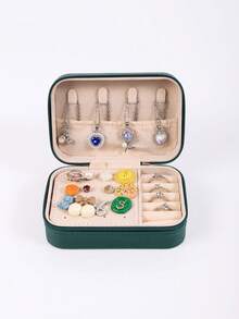 1pc Women's Portable Jewelry Box - Elegant Necklace, Ring And Earring Organizer And Storage Box, Perfect Square Zipper Jewelry Case, Ideal For Valentine's Day, Christmas Gifts And Back To School Essentials, A Must-Have For Fashion Enthusiasts And Jewelry Collectors To Keep Your Treasures Stylish, Suitable For Any Occasion, A Great Gift Choice For Loved Ones And Self-Use, Upgrade Your Jewelry Collection With This Chic And Practical Accessory, Celebrate Love And Joy This Holiday Season With A Thoughtful Gift.