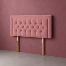 2ft6 Small Single Miami Chesterfield Velvetto Headboard 20inch - Pink - View 9