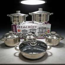 ガラス蓋付き調理器具セット、高品質ステンレス鋼製、フライパン、ノンスティックフライパン、中華鍋、スキレット、調理鍋、両手鍋。耐食性、必需のキッチン用品。IH、ガス、電気コンロに対応。 - シルバー1 - チェックする 10