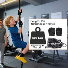 Climbing Rope 1.5 Inch Diameter 10/15/ 20/30 Feet Length Gym Climbing Rope For Workout Fitness And Strength Training Gym Rope Exercise Climbing Rope In Black For Adults Outdoor And Indoor - 1.18 Inch-10ft - View 2