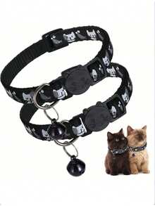 宠物猫项圈，防窒息可调节安全扣猫项圈，适合小型猫狗，10个装，随机款式 - 彩色 - 查看 4