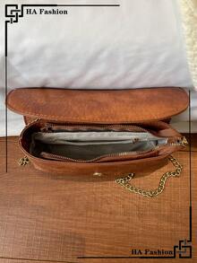 Túi đeo vai màu đỏ tía cổ điển, túi xách cỡ lớn độc đáo có ghim cài, túi đeo chéo đa năng màu đỏ tía dành cho nữ, phù hợp cho việc đi lại hàng ngày. - màu nâu - Xem 6