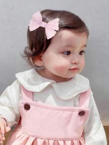 2pcs Pink Flower Hair Bows For Girls Pastel Pink Grosgrain Ribbon Bow Hair Clips Cute Flower Alligator Clips Girls Daily Wedding Barrettes Baby Hair Accessories - Baby Pink - View 2