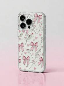 蝴蝶结 1 件装 粉色蝴蝶结 简约苹果 11/12/13/14/15/16/17/Pro Max 手机壳 - 粉色 - 查看 1