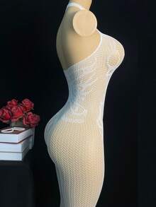 1 Piece Of Glow-In-The-Dark Fishnet Bodysuit, Open-Crotch Sheer Mesh Bodysuit With Light-Up Mesh, Women's Sexy Lingerie, Women's Erotic Bodysuit, Women's Glow-In-The-Dark Party Lingerie, Role-Play Costumes, Exotic-Style Apparel, Erotic Bodysuits, Bodysuits, Women's Sexy Bodysuits, Valentine's Day Lingerie - 白色 - 查看 10