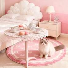 1 tấm thảm tròn mềm mại, êm ái, trang trí nơ hồng trắng, thích hợp cho phòng khách, phòng ngủ, lối vào, nhà bếp, cạnh giường ngủ. Thảm trang trí nhà cửa bền chắc, chống bụi, quà tặng năm mới cho gia đình và bạn bè. - Nhiều màu - Xem 5